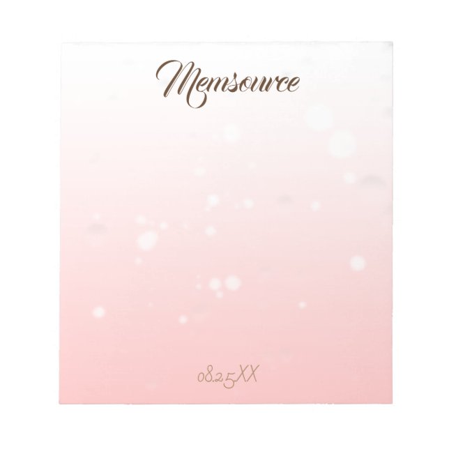 Luxury Personalised Gift. Luxury Personalised Pink Notepad (Front)