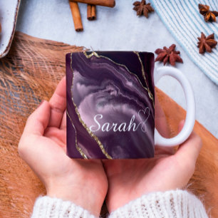 Luxury Personalised Maroon & Gold Marble Mug