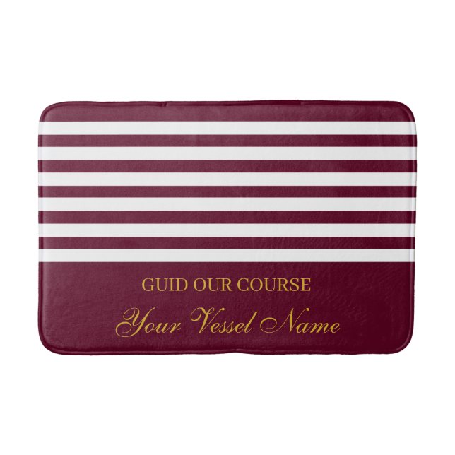 Luxury Personalised Nautical Stripes Boat Name Bath Mat (Front)