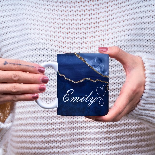 Luxury Personalised Navy blue & Gold Marble Mug (Creator Uploaded)