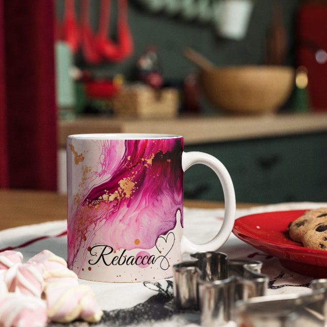 Luxury Personalised Pink, Purple & Gold Marble  Coffee Mug (Creator Uploaded)