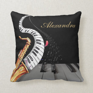Luxury Personalised Saxophone Piano Music Cushion