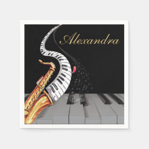 Luxury Personalised Saxophone Piano Music  Napkin