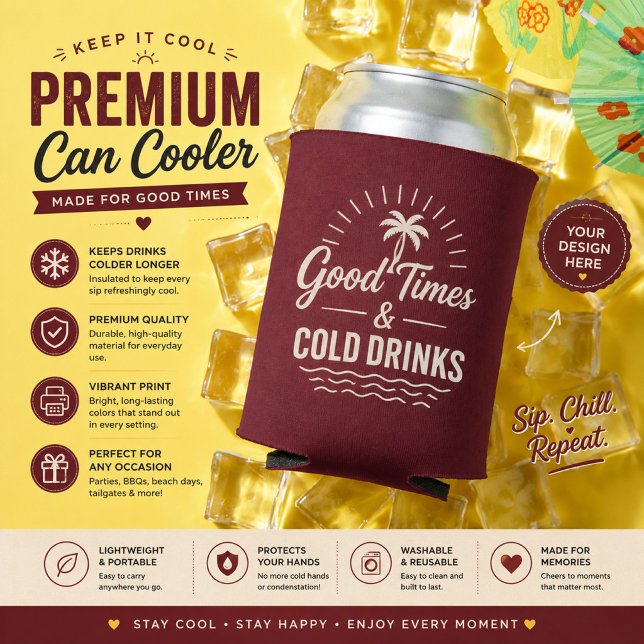 Luxury Personalised Summer Can Cooler (Creator Uploaded)