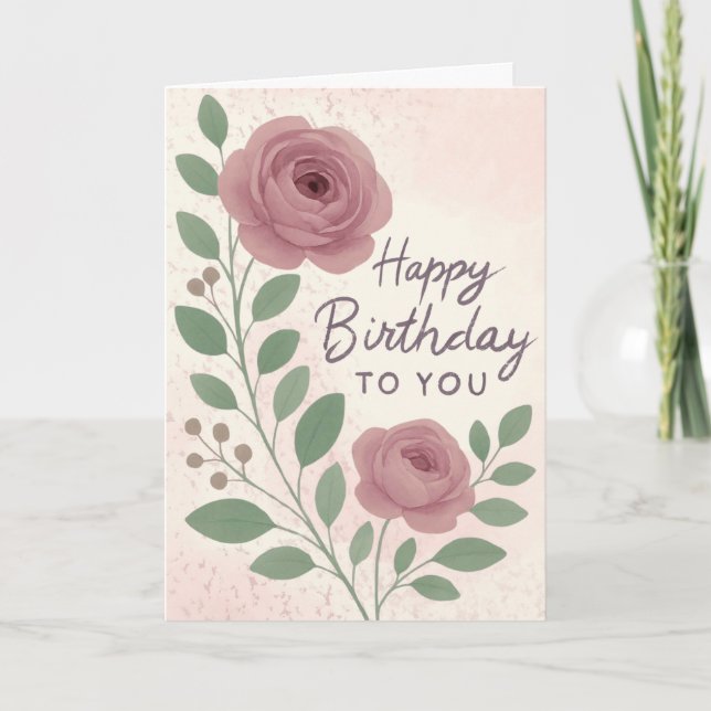 Luxury Personalised Watercolor Floral Card (Front)
