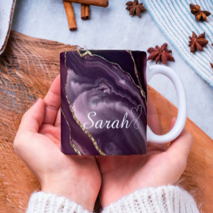 Luxury Personalized Maroon &Gold Marble Coffee Mug