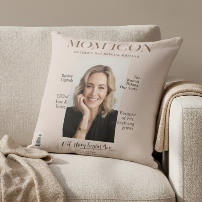 Luxury Personalized Mom Magazin Cover Photo  Cushion (Creator Uploaded)