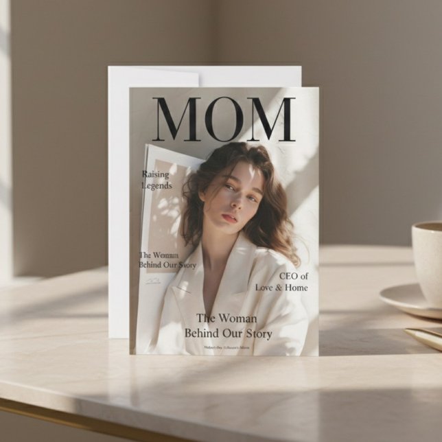 Luxury Personalized Mom Photo Magazine Cover  Holiday Card (Creator Uploaded)