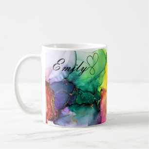 Luxury Personalized Multicolor Rainbow Watercolor Coffee Mug