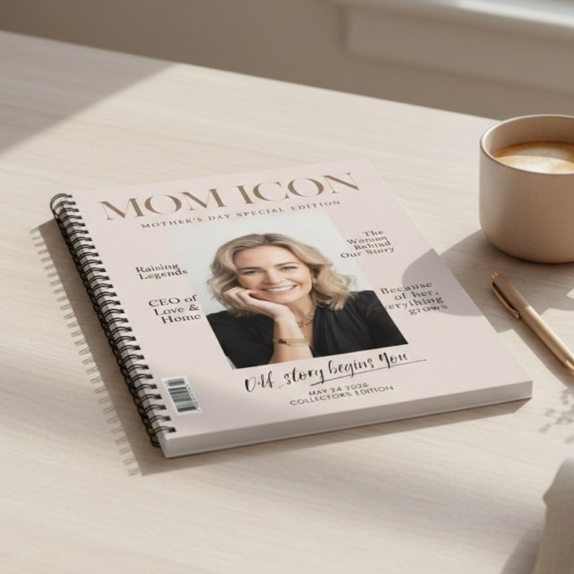 Luxury Personalized Photo Mom Magazine Cover  Notebook (Creator Uploaded)
