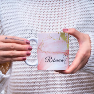 Luxury Personalized Pink & Gold Watercolor Mug