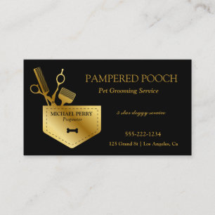 Luxury Pet Grooming Black Gold Appointment Card