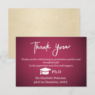 Luxury PhD Graduation Thank You Card