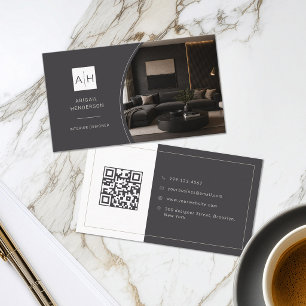 Luxury Photo QR Code Interior Designer Business Card