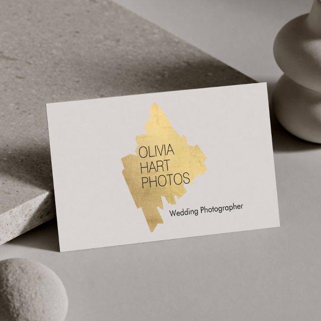 Luxury Photographer Gold Minimal Logo Business Card (Creator Uploaded)