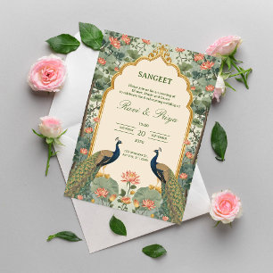 Luxury Pichwai Indian Sangeet Ceremony Invitation