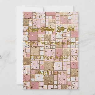Luxury Pink and Gold Girl Birthday Party Card