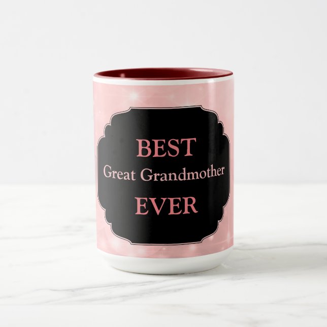 Luxury Pink ‘Best Great Grandmother Ever’ design Mug (Center)