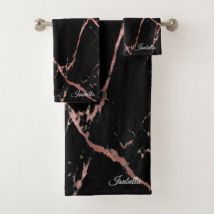 Luxury Pink Black Marble Customise Bath Towel Set