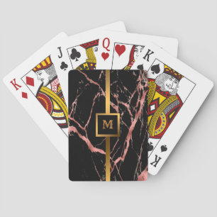 Luxury Pink Black Marble Customise Playing Cards