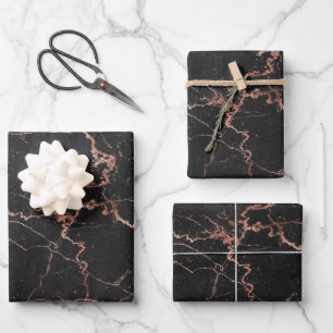 Luxury Pink Black Marble Customise Wrapping Paper Sheet