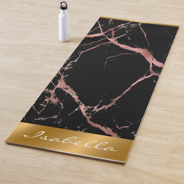 Luxury Pink Black Marble Customise Yoga Mat (In Situ)