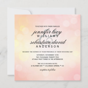 Luxury Pink Bokeh Light Chic Wedding Invitation