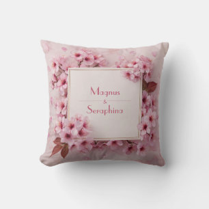 Luxury Pink Cherry Blossom Marble Texture Cushion