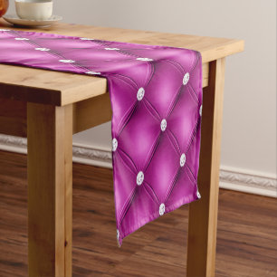 Luxury Pink Diamond Tufted Pattern Short Table Runner