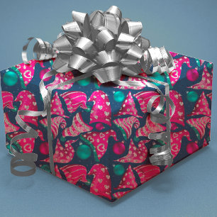 Luxury pink faux glitter gnomes hats Christmas Wrapping Paper Sheet