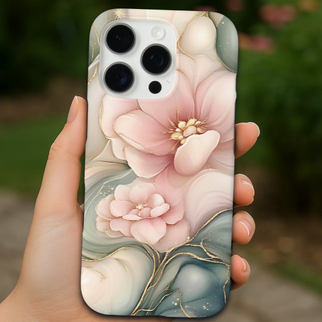 Luxury Pink Floral with Dreamy Marble Pattern  Case-Mate iPhone Case (Creator Uploaded)