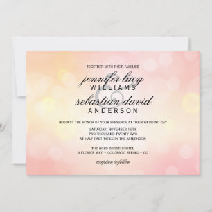 Luxury Pink Glitter Bokeh Light Chic Wedding Invitation
