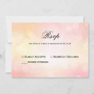 Luxury Pink glitter Bokeh Light Wedding Response Invitation