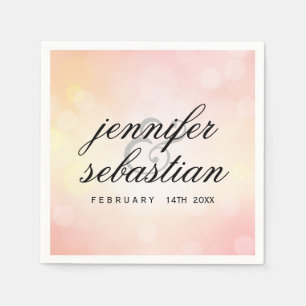 Luxury Pink glitter bokeh WEDDING MONOGRAM Napkin