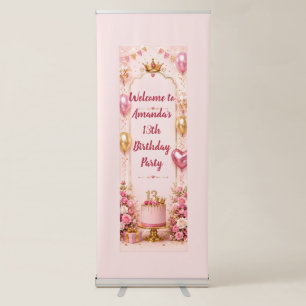Luxury Pink Gold Birthday Retractable Banner
