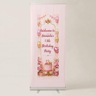 Luxury Pink Gold Birthday Retractable Banner