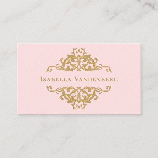 Luxury Pink Gold Decorative Ornate Frame Business Card (Front)