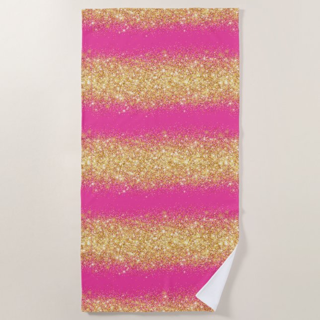 Luxury Pink Gold Glitter Beach Towel (Front)