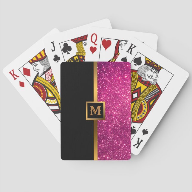 Luxury Pink Gold Glitter Playing Cards (Back)