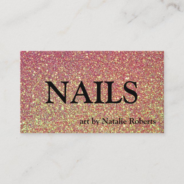 Luxury Pink Gold Glittery Nail Polish Business Card (Front)