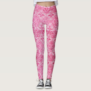 Luxury Pink Lace Leggings
