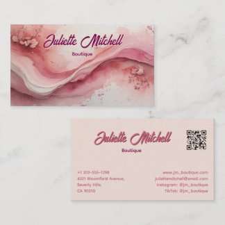 Luxury Pink Marble Agate Fluid Business Card