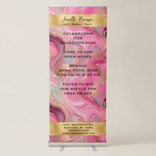 Luxury Pink Marble and Gold Foil Retractable Banner