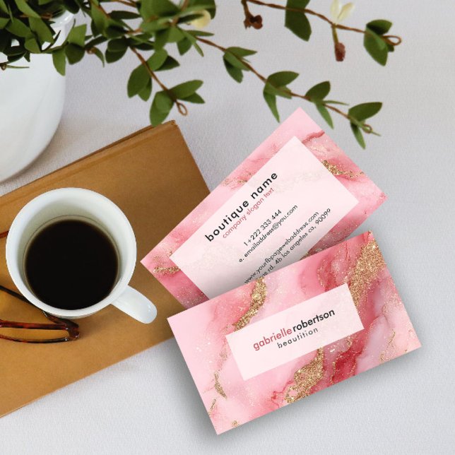 Luxury Pink Marble Business Card (Creator Uploaded)