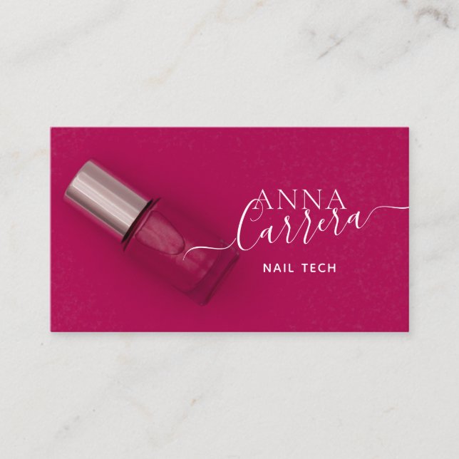 Luxury Pink Nail Colour Nail Tech Nail Salon Business Card (Front)