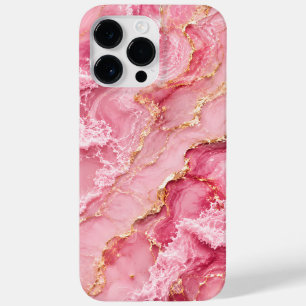 Luxury Pink Ocean Marble with Gold Veins Case-Mate iPhone 14 Pro Max Case
