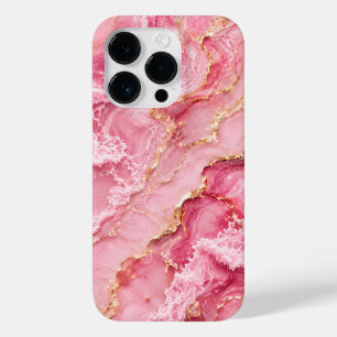 Luxury Pink Ocean Marble with Gold Veins Case-Mate iPhone 14 Pro Case