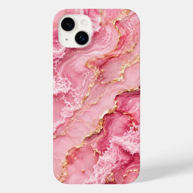 Luxury Pink Ocean Marble with Gold Veins Case-Mate iPhone Case (Back)