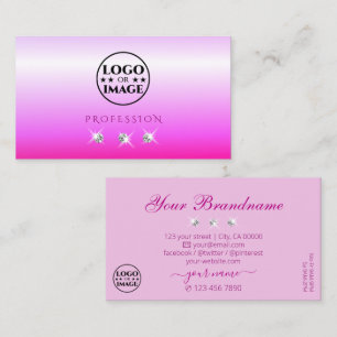 Luxury Pink Ombre Sparkling Diamonds Add Logo Luxe Business Card