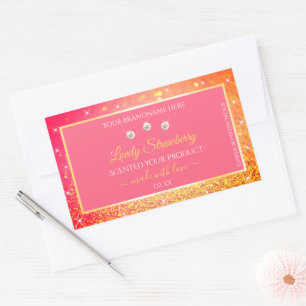 Luxury Pink Orange Glitter Product Packaging Label